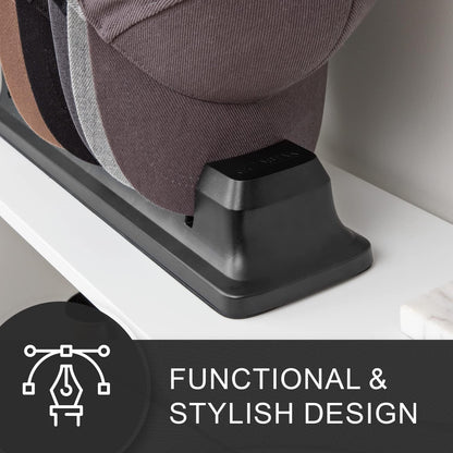 Hat Organizer for Baseball Caps, Holder for 10 Caps, No Install Required Closet Rack System - Black