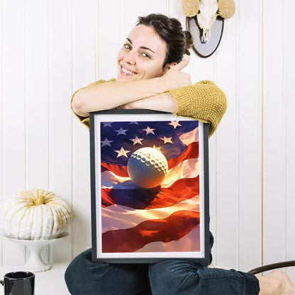 HMDIIMGE Golf American Flag Diamond Painting Kits for Adults, Sport Diamond Painting Art Kit for Adult, DIY Full Drill Diamond Art Painting, for Beginner Home Wall Decor Gift 12x16 Inch