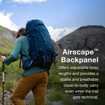 Osprey Kestrel 48L Men's Backpacking Backpack - Hiking & Camping Bag with Waterproof Raincover, Moss Green, Large/X-Large