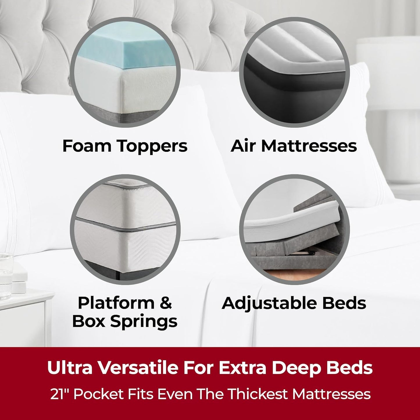 Mellanni King Sheets - 4 PC Ultra Soft Cooling Bedding Set - Hotel Luxury, Wrinkle & Fade Resistant | White
