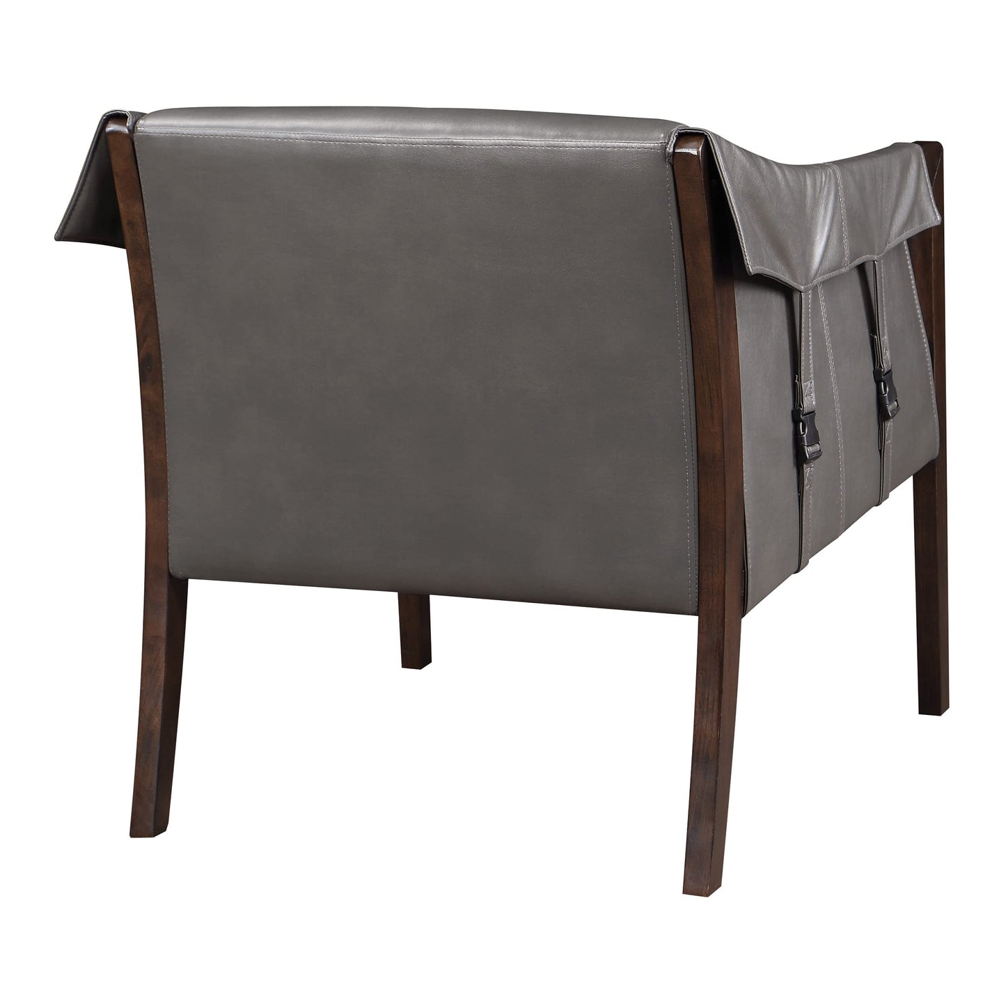 OSP Home Furnishings Parkfield Faux Leather Accent Chair with Sling Buckle Design and Solid Wood Frame, Pewter