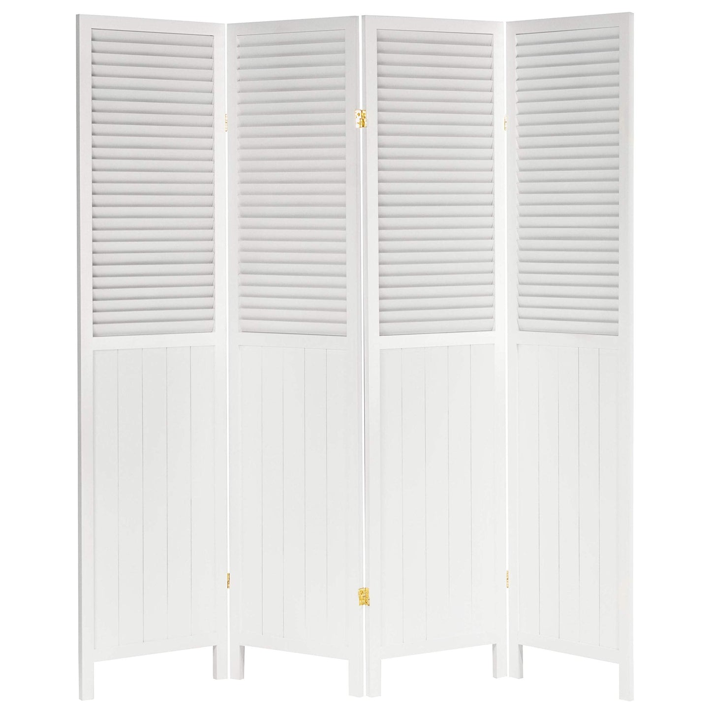 Red Lantern 6 ft. Tall Louvered Beadboard Room Divider White 4 Panel