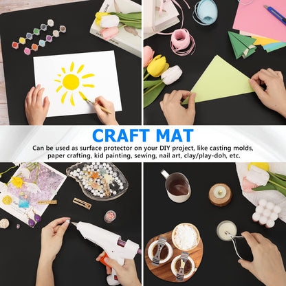 Gartful Black Silicone Mat for Crafts, 35.4 x 23.6 x 0.06 inches Silicone Craft Mat, Extra Large Silicone Sheet Thick Pad for Jewelry Casting Resin Molds, Painting, Counter Table, Placemat, Non-Slip