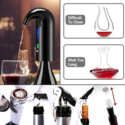 Electric Wine Aerator & Automatic Wine Dispenser – 1-Button Instant Aeration, Decanter Wine Pourer for Red & White Wine, USB Rechargeable Wine Accessories – Best Wine Valentines Gift for Women & Men