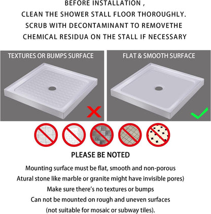 Yimobra Shower Stall Mat Non Slip, 21x21 Inch Soft Square Bath Mat with Suction Cups and Drain Holes