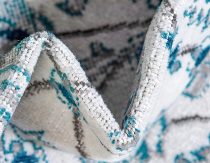 Unique Loom Aarhus Collection Vintage Border Area Rug (10' 0 x 13' 0 Rectangular, Ivory/Teal)