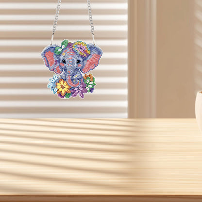 JZHYOAN Elephant Hanging Diamonds Painting Pendant Diamond Art Kits Hanging Sign Cross Stitch Ornament Wall Hanging Gem Art Window Pendants Home Garden Wall Hanging Kits Acrylic Ornaments Craft