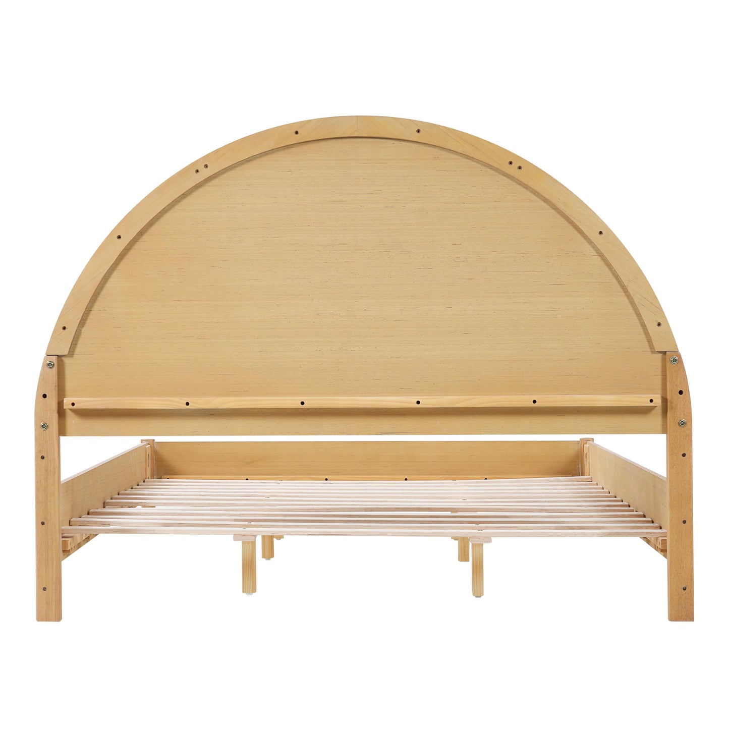 Christopher Knight Home Elsinore Queen Size Bed Frame with Arched Headboard, Modern Wooden Platform Bed, Wood Bed Support and Slats, No Box Spring Needed, Queen Size Beds for Adult, Natural Oak