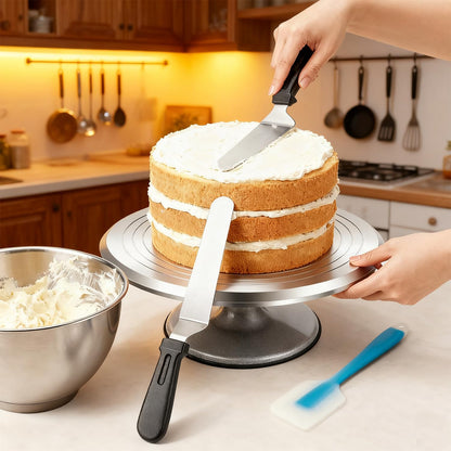 12 Inch Aluminium Rotating Cake Stand Turntable, Cake Decorating Kit Supplies with Icing Piping Tips, Frosting Spatulas, Pastry Bags, Scrapers and Other Cake Decorating Tools (85Pcs)