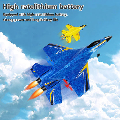 RC Airplane, Glider Aircraft,for 14+Ages Teens and Adults,Durable Lightweight Foam RC Plane with Smart Gyro/LED Lights/3 Rechargeable Batteries,360° Flip with Stable Flight for Outdoor (Yellow)