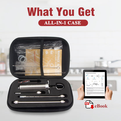 Tri-Sworker Meat Injectors for Smoking with Case and 4 Flavor Food Injector Syringe Needles, Injector Marinades for Meat, Turkey, Brisket; 2-oz; Including Paper and E-Book (PDF) User Manual