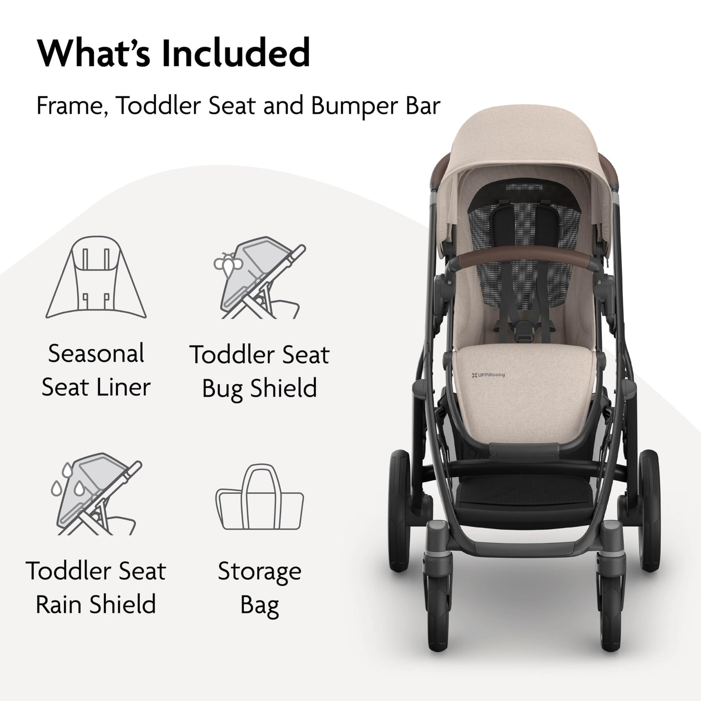 UPPAbaby Vista V3 Convertible Single-to-Double Stroller for Baby & Toddler, 30+ Configurations, Car Seat Compatible, All-Wheel Suspension, XL Basket – Ada (Sandstone Mélange/Carbon Frame)