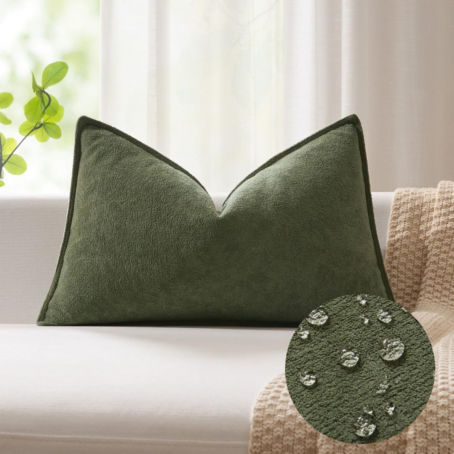 14x20 Inch 1 Pack Kevin Textile Lumbar Pillow Cover Soft Boucle Textured Decorative Waterproof Rectangle Cushion