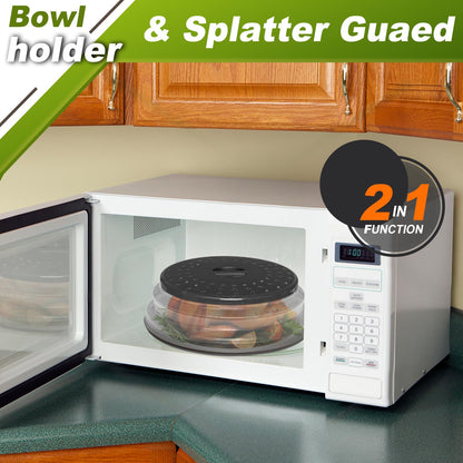 MAGJIUKE 12" Microwave food Cover & Mat,Large Vented Collapsible Splatter Guard dish Plate lid & Silicone Round Kitchen mat
