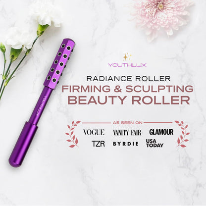 Radiance Roller - Germanium Stone Uplifting Face Beauty Massage Tool/Roller/Wand for Skin Tightening, De-Puffing, Sculpt/Lift, Anti-Aging | Uplift Face Roller, Facial Roller (Rose Gold)