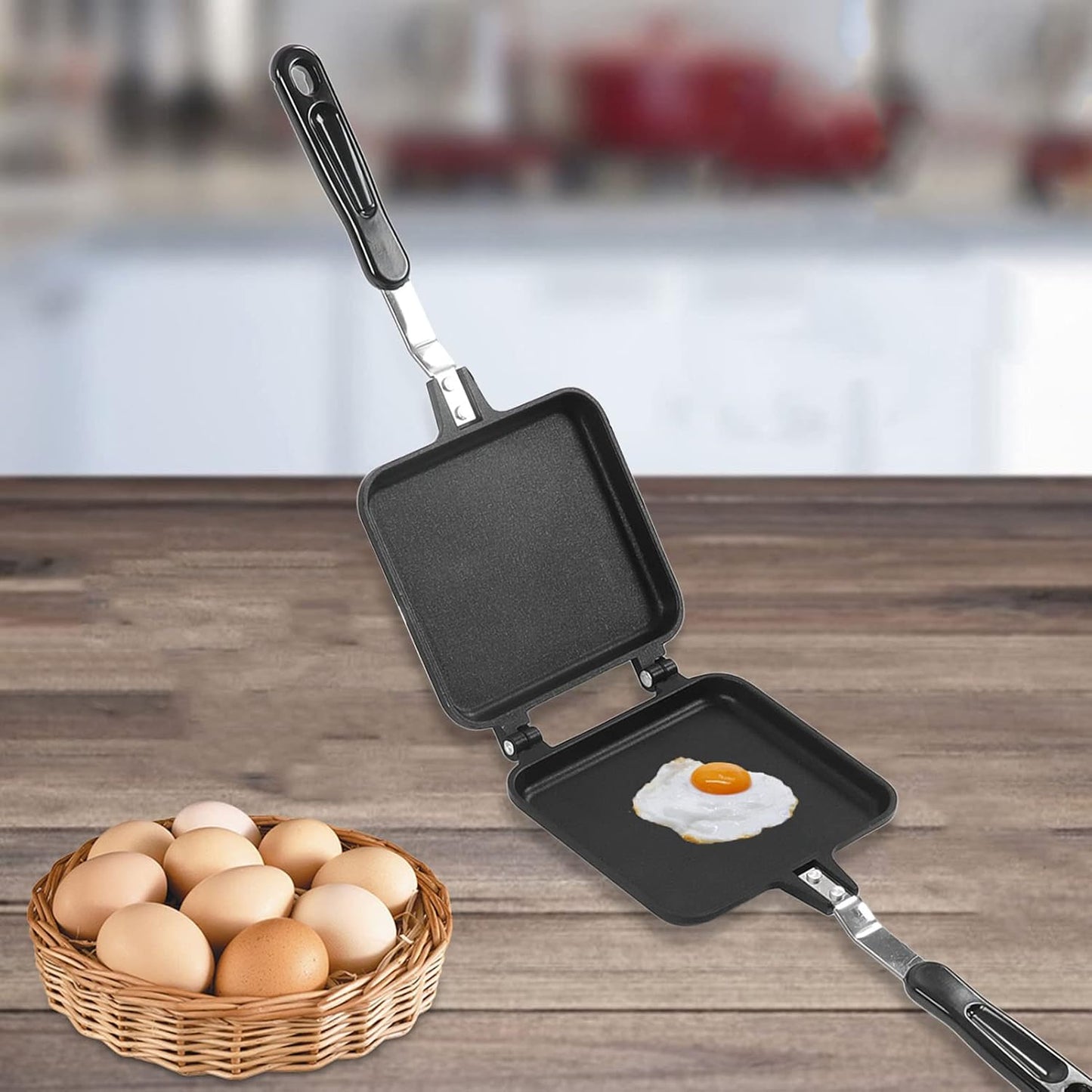 Breakfast Sandwich Maker, Non Stick Sandwich Toaster Panini Press, Double Sided Baking Pan
