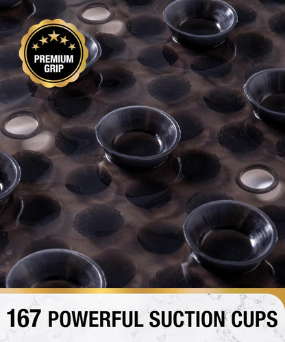 27x15 Inch HITSLAM Non Slip Bathtub Mat, Bath Mat for Tub with Suction Cups and Drainage Holes, Machine Washable Oval