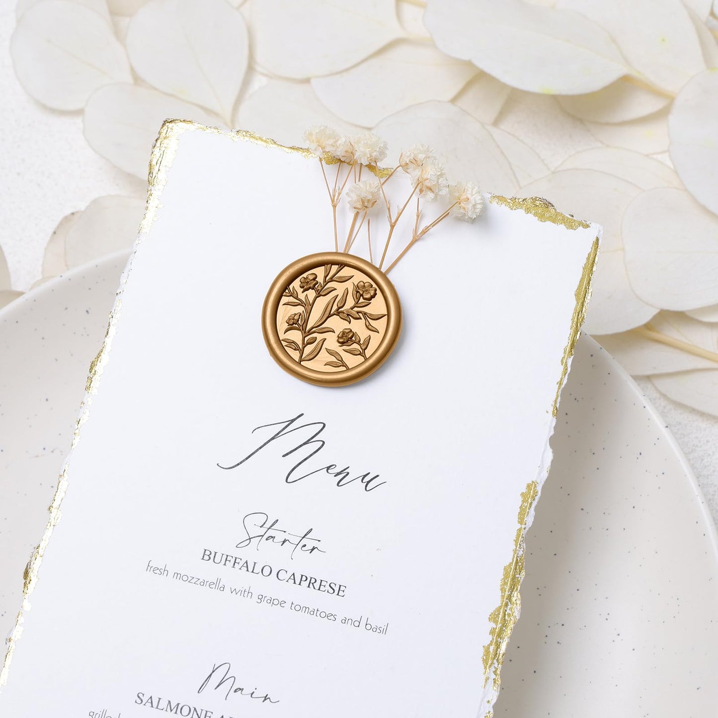 UNIQOOO Wax Seal Stickers - 3D Floral Wedding Invitation Envelope Seal Sticker, 50 Pcs Self- Adhesive Flower Antique Gold Stickers, Perfect for Invitation, Christmas, Gift Wrapping