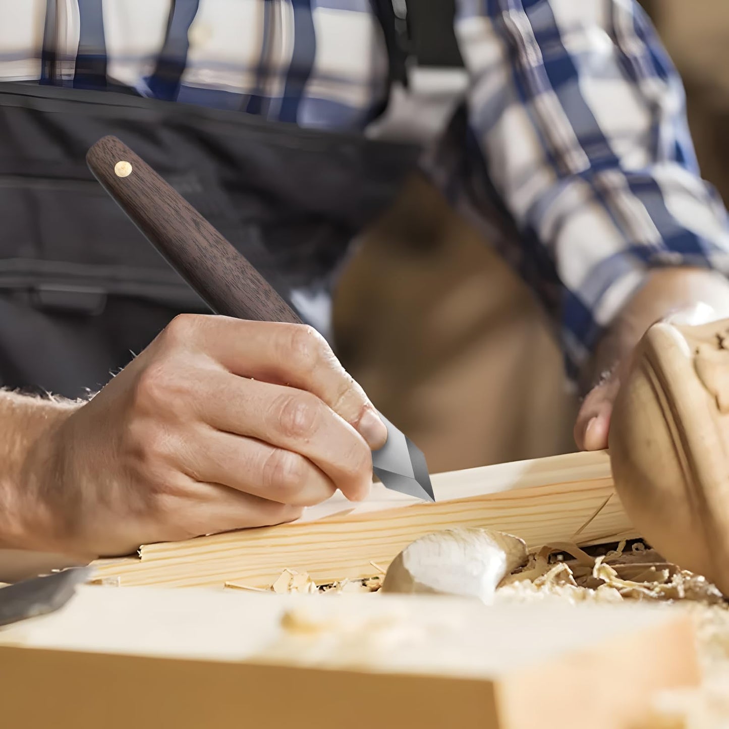 RUITOOL Marking Knife, Woodworking Scribing Knife with Leather Sheath, High Carbon Steel Double Beveled Blade Striking Knifes with Wooden Handle, Premium Quality Wood Scribe Tool for Carving