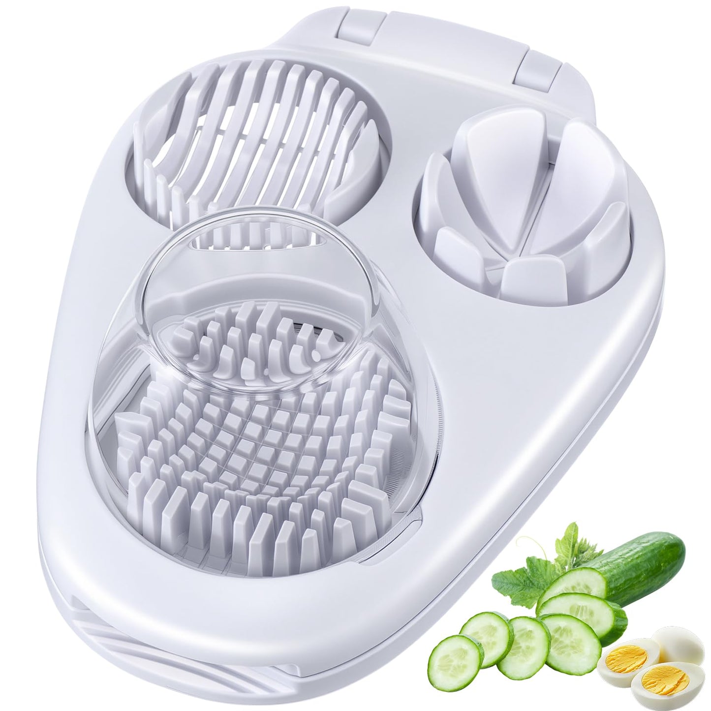 LemonRoad 3 in 1 Egg Slicer for Hard Boiled Eggs Stainless Steel Egg Cutter White Kitchen Dicer Chopper Tool for Strawberry Grape Cherry Banana Butter Mushroom Tomato