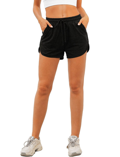 Aloodor Workout Shorts for Women Back to School Running Athletic Shorts Black M