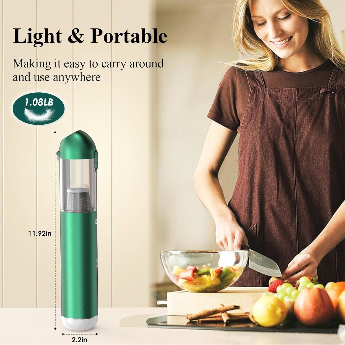 Minthouz 17000Pa Handheld Car Vacuum - 120W Cordless Vacuum Cleaner with LED/SOS Light