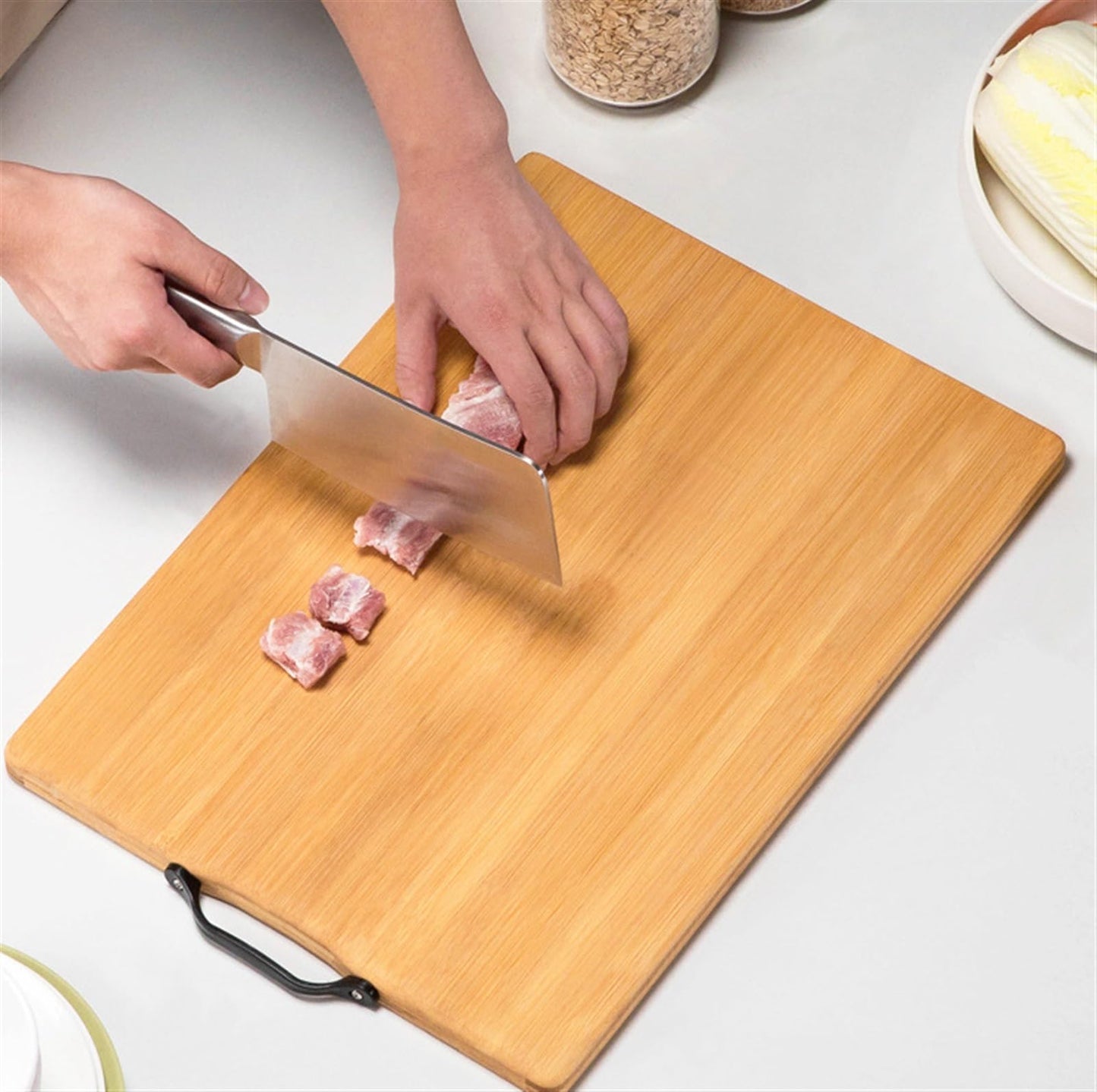Cutting Board for Kitchen,Wood Charcuterie Cheese Board,Wooden Chopping Block with Side Handles