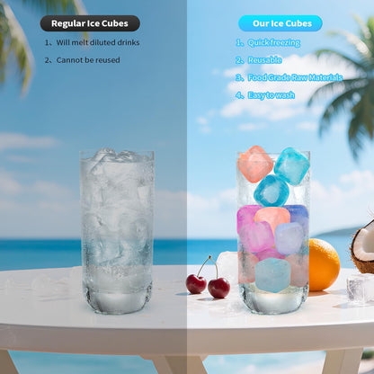 380 Pack Reusable Ice Cube for Drinks - Refreezable Plastic Ice Cubes Without Diluting BPA Free, Washable Ice Cube for Whiskey Coffee Bars Party Ice Bath Camping (Color-changing, Square-380Pack)
