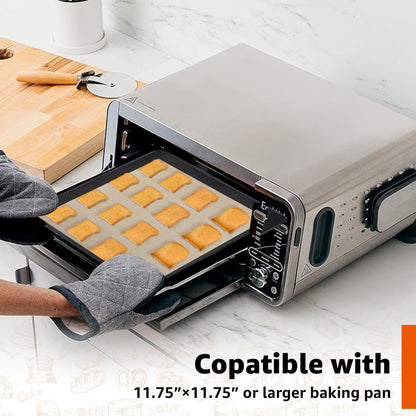 2Pcs Silicone Baking Mats for 12 Inch Cake Pan/12x12 Cheesecake Pan/Toaster Oven Air Fryer Liner, 11.75"Square Food Grade Silicone Mats for Baking, Non Slip Silicone Baking Sheet, Non Stick Reusable
