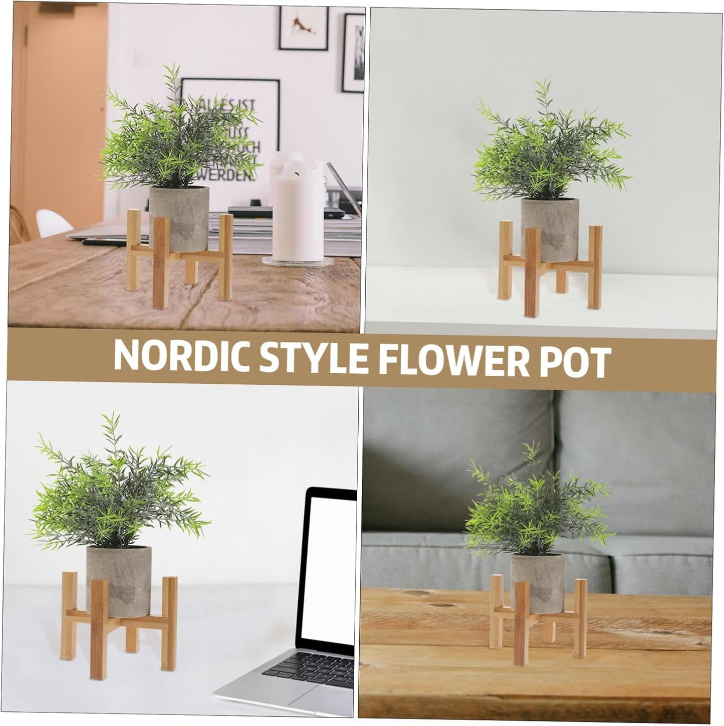 Wooden Planter Stand - 1pc Bamboo Tray Small Plant Holder Shelf for Indoor Flower Pots, Bonsai Stand