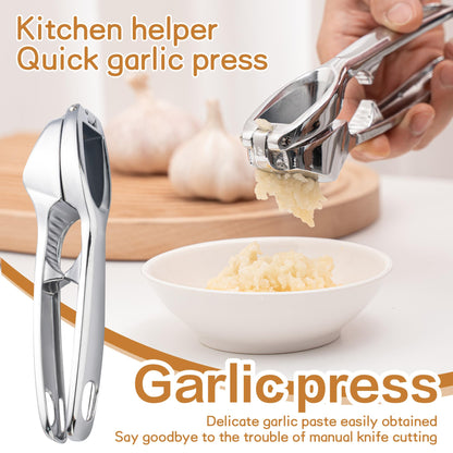 Huakai Kitchen Premium Garlic Press - Zinc Alloy Garlic Press effortlessly crushes garlic cloves, ginger chunks, nuts, and seeds. Comfortable to use and dishwasher safe.