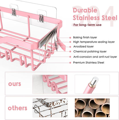 NESOMI Shower Caddy - Rustproof Stainless Steel Organizer with Large Capacity | No-Drill 7-Pack Storage Solutions