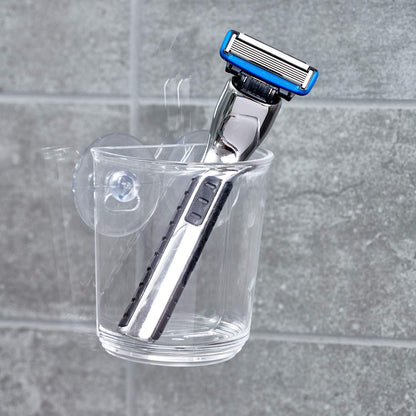 iDesign Plastic Suction Tumbler Cup and Bathroom Organizer, Clear, 3" x 2" x 3.5"