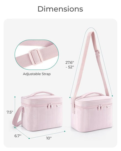 BAGSMART Lunch Box for Women Insulated Lunch Bag Cute Puffer Lunch Tote Bags Lightweight Quilted Reusable Cooler for Work Picnic or Travel, Pink