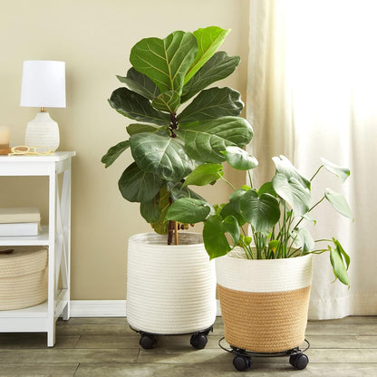 10.6 Pack 4, 360-Degree Bright Creations Plant Stand with Wheels - in Diameter, Black, of Modern - Metal Rolling Plant
