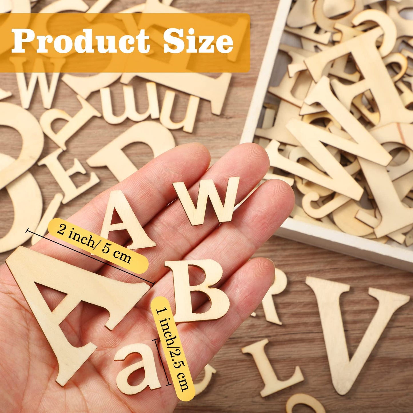 Blulu 260 Pcs 1 Inches and 2 Inches Wooden Alphabet Letters Bulk Unfinished Wood Alphabet Letters for Craft DIY Natural Blank ABCs Cutouts for Spelling Learning Painting Craft Project Home Wall Decor