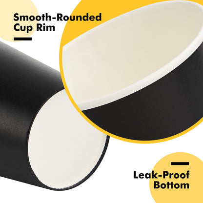 RACETOP 12 oz Paper Coffee Cups,100 Pack Black Disposable Coffee Cups with Lids, Sleeves and Stirring Sticks, 12 oz Hot Coffee Cup for Hot Drinks, Parties, Picnic, Travel, and Events
