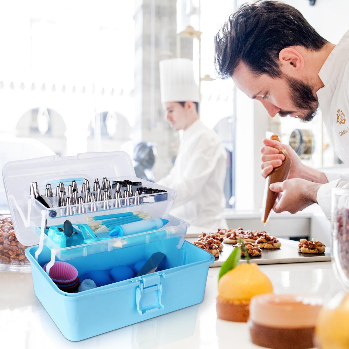 YCHLonlive 13 Inch Cake Decorating Storage Case, Suitable for Storing Baking Supplies (NOT INCLUDED), Blue