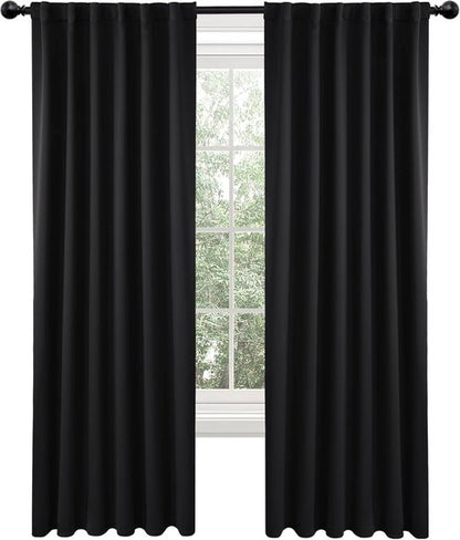Deconovo Blackout Curtains - 84 Inch Long, Room Darkening Panels in Black | 2 Pack, 52x84 Inch