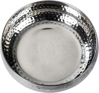 Bonito Home Salad Bowl and Serving Utensils - Hammered Detailing - Stainless Steel Mixing Bowls with Lids- Luxurious Serving Bowls (12" Silver Hammered Salad Bowl)