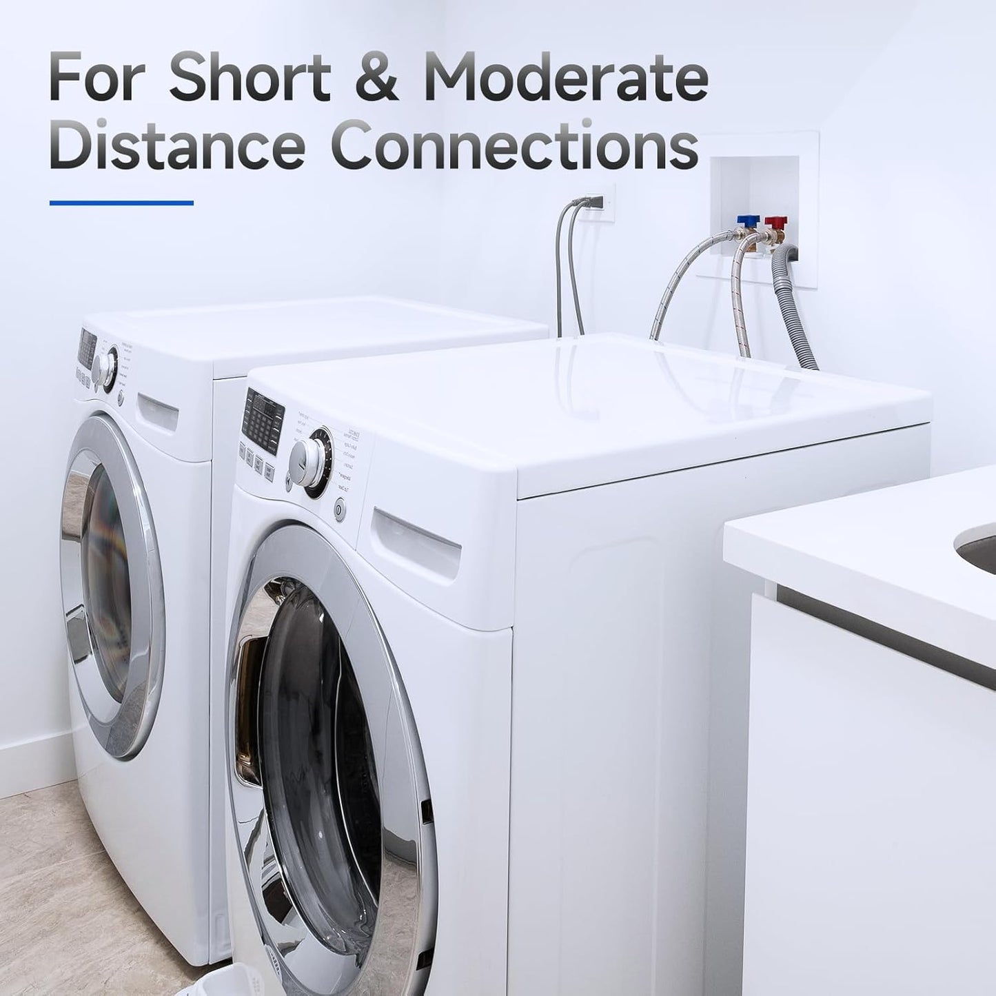 JUWO 6 FT Washing Machine Hoses, 3/4" FHT Stainless Steel Washer Hoses for Short to Moderate-Distance Water Supply, Red