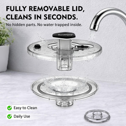 Ourokhome 6.3 QT Salad Spinner with Fully Removable Lid, Large Lettuce Dryer with One-Hand Press Pump, Instant Stop Brake Button and Retractable Handle, Vegetable Washer & Spinner for Greens and Herbs