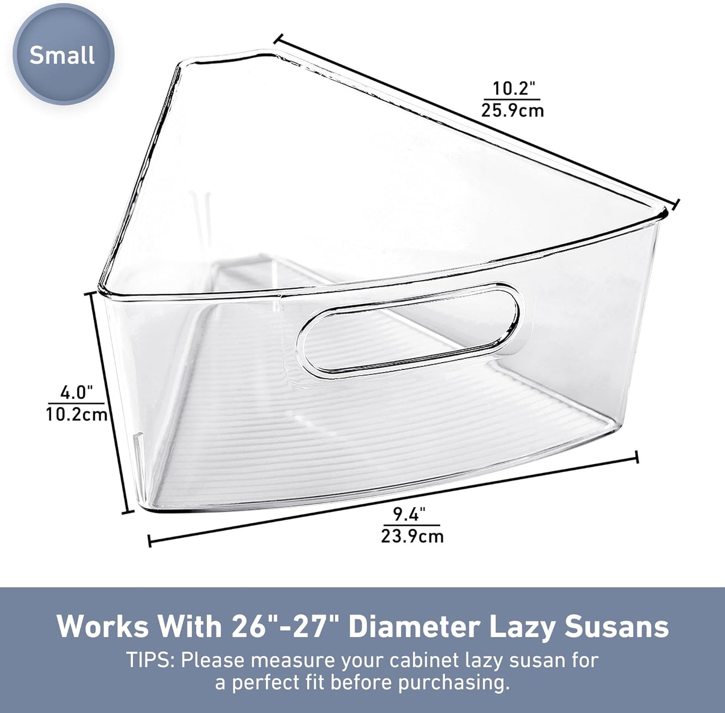 26" 4 Packs, 1/8 Leeden Lazy Susan Organizer for Diameter Corner Lazy Susan, Plastic Kitchen Cabinet Storage Bins