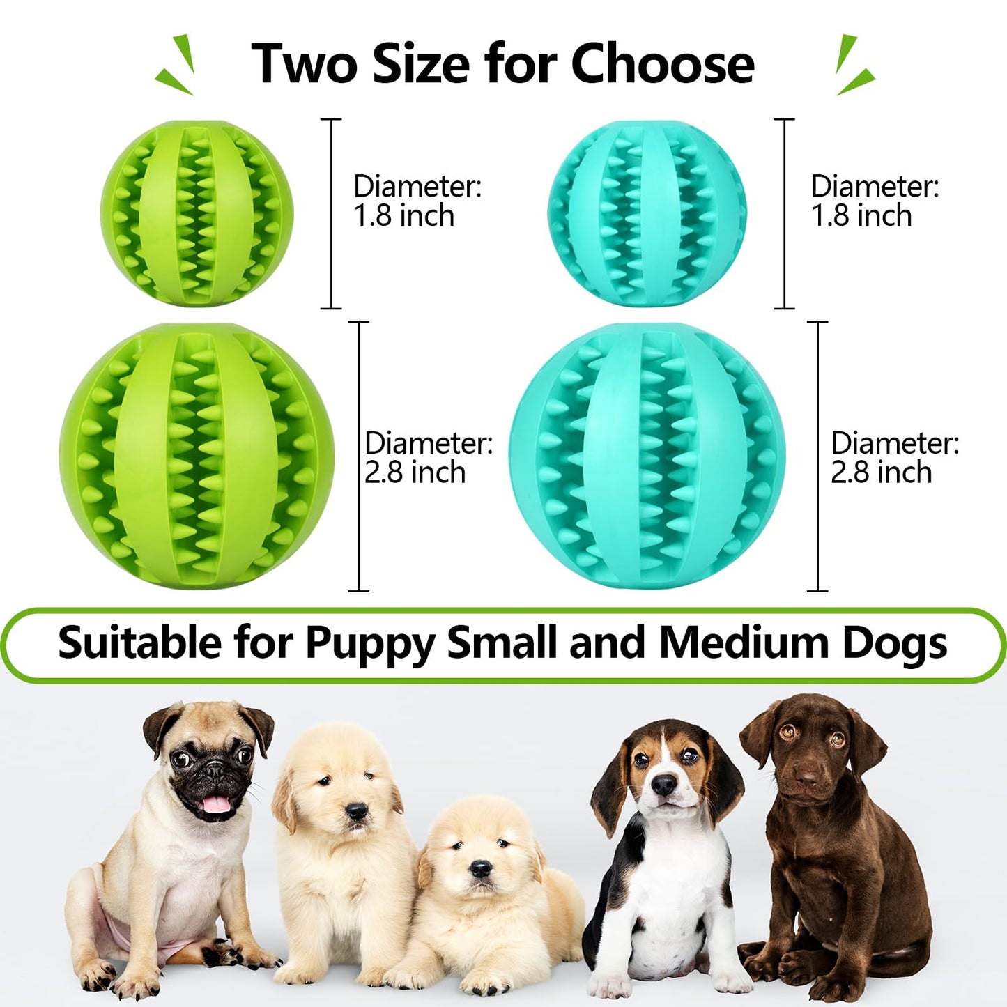 Bojafa Treat-Dispensing Dog Toys: Durable Rubber Puppy Toys for Boredom - Dog Treat Balls for Small & Medium Breed Indoor Play (2pack)