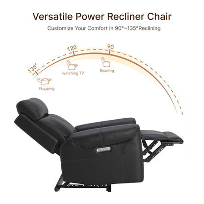 KISLOT Leather Recliner Chair for Adults Wall Hugger RV Recliner with USB Charging Ports Electric Power Reclining Sofa for Living Room Home Theater Seating Bedroom