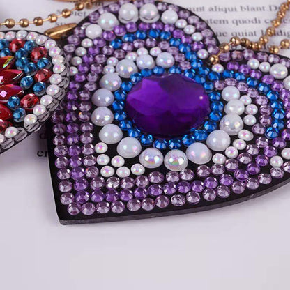 HXYQMMY 5PCS Diamond Painting Keychain -Diamond Art Kits for Adult Paint with Diamonds by Numbers Love Heart Pendant Diamond Art Keychains Crat