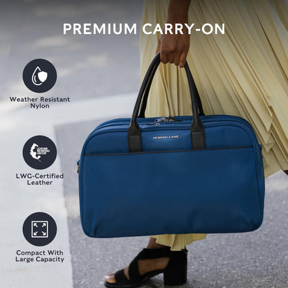 Nomad Lane Carry-On Luggage Duffel Bag, Durable & Lightweight Suitcase. Bento Bag, Personal Item Weekender Travel Bag for Men & Women, Aegean Blue