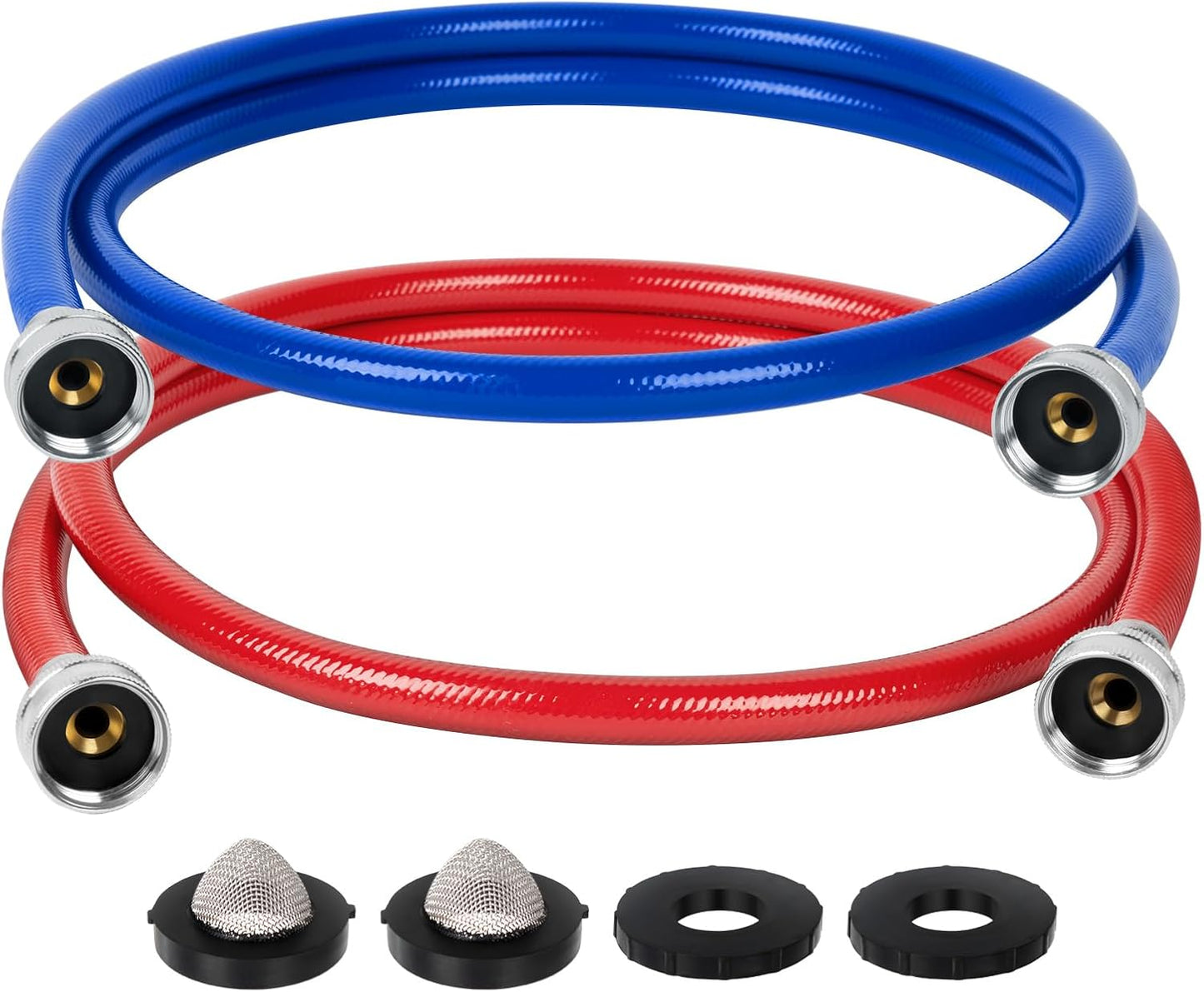 JUWO 5 FT Rubber Washing Machine Hoses, 3/4" FHT Washer Hoses for Short to Moderate-Distance Water Supply
