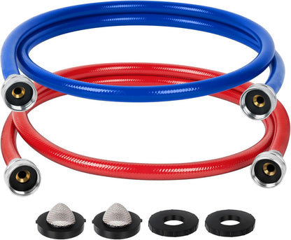 JUWO 5 FT Rubber Washing Machine Hoses, 3/4" FHT Washer Hoses for Short to Moderate-Distance Water Supply