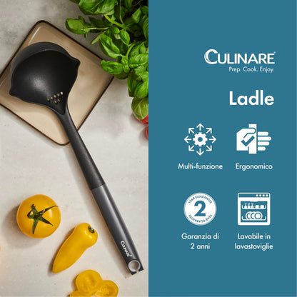 Culinare Soup Ladle with Dual Pouring Spouts & Herb Stripper – Heat-Resistant, Non-Stick Safe Serving Spoon for Soups, Stews & Sauces – Ergonomic Handle, Dishwasher Safe, Easy Storage